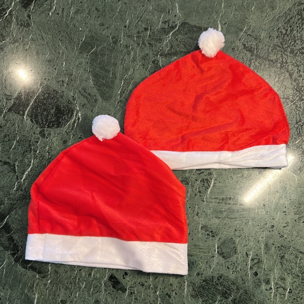2 Santa Hat Car Seat Headrest Covers